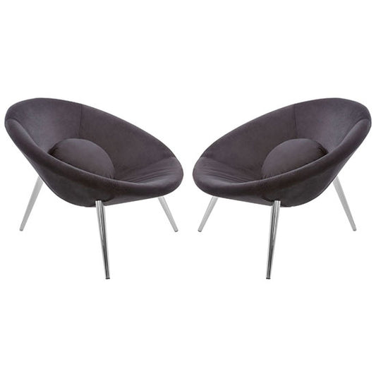 Arto Black Velvet Upholstered Accent Chair In Pair