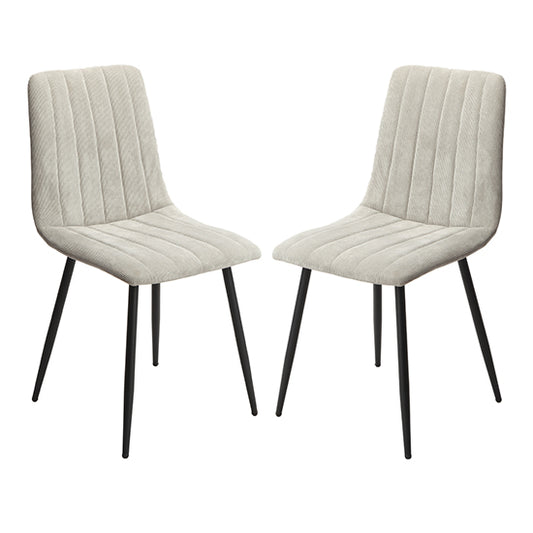 Belfast Straight Stitch Light Grey Cord Fabric Dining Chairs In Pair