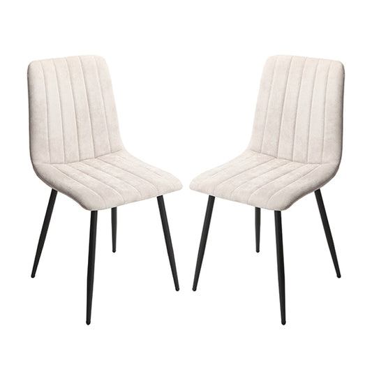 Belfast Straight Stitch Natural Fabric Dining Chairs In Pair