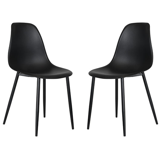 Berlin Curve Black Plastic Seat Dining Chairs In Pair