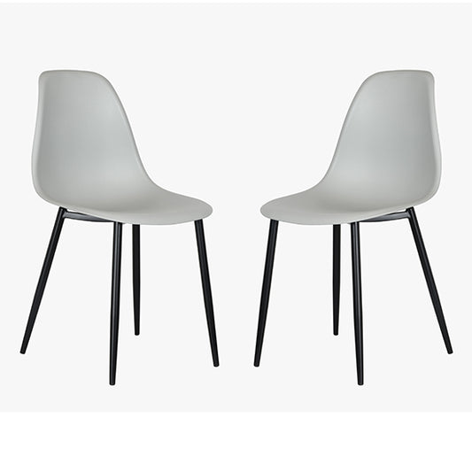 Berlin Curve Light Grey Plastic Seat Dining Chairs In Pair