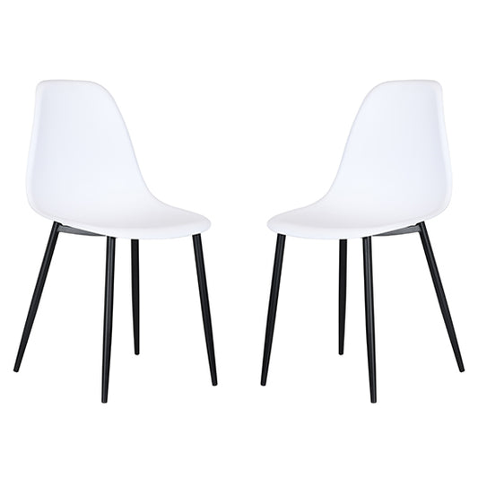 Berlin Curve White Plastic Seat Dining Chairs In Pair