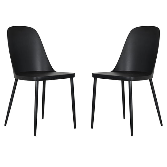 Berlin Duo Black Plastic Seat Dining Chairs In Pair