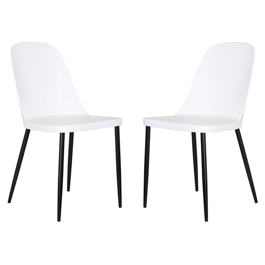 Berlin Duo White Plastic Seat Dining Chairs In Pair