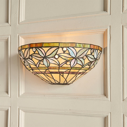 Ashtead Tiffany Glass Wall Light In Matt Black