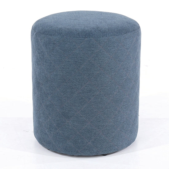 Aspen Fabric Upholstered Round Tub Stool In Blue