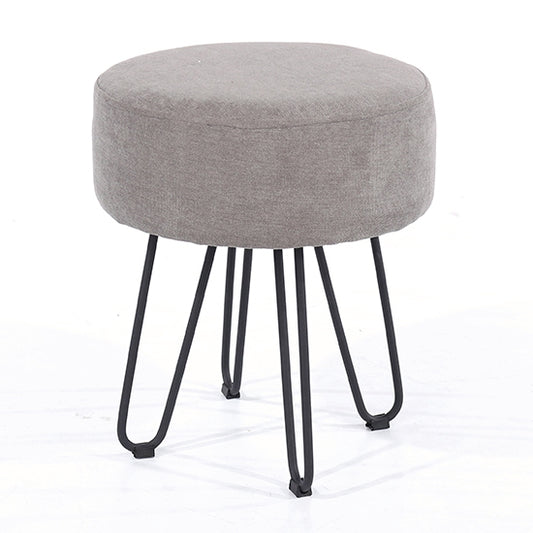Aspen Faux Leather Round Stool In Grey With Black Metal Legs