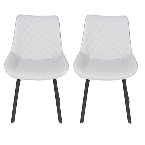 Aspen Grey Faux Leather Dining Chairs With Black Metal Legs In Pair