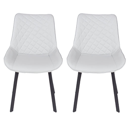 Aspen Grey Faux Leather Dining Chairs With Black Metal Legs In Pair