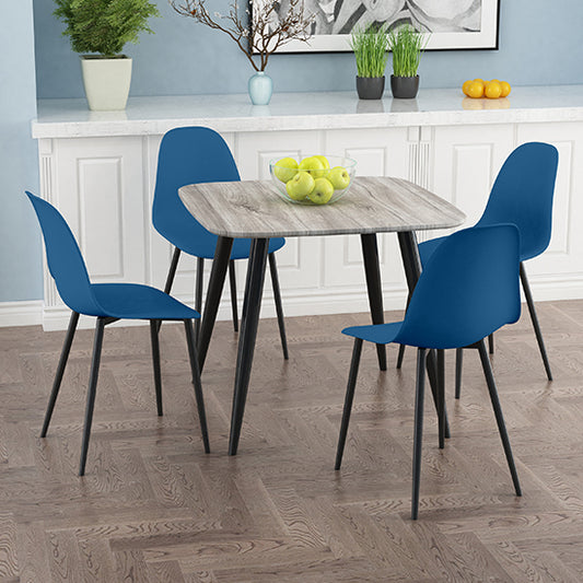 Craven Square Grey Oak Effect Dining Table With 4 Berlin Curve Blue Chairs