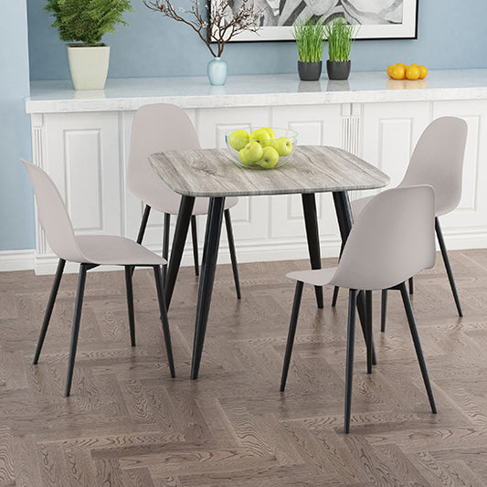 Craven Square Grey Oak Effect Dining Table With 4 Berlin Curve Calico Chairs