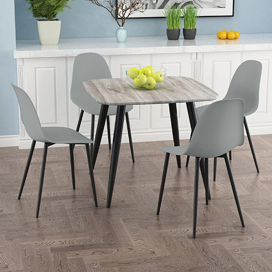 Craven Square Grey Oak Effect Dining Table With 4 Berlin Curve Light Grey Chairs
