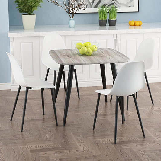 Craven Square Grey Oak Effect Dining Table With 4 Berlin Curve White Chairs