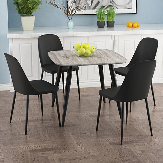 Craven Square Grey Oak Effect Dining Table With 4 Berlin Duo Black Chairs
