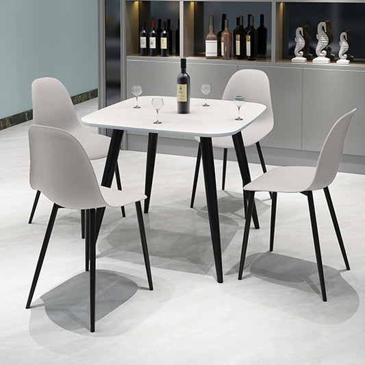 Craven Square White Dining Table With 4 Berlin Curve Calico Chairs