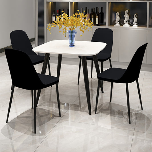 Craven Square White Dining Table With 4 Berlin Duo Black Chairs