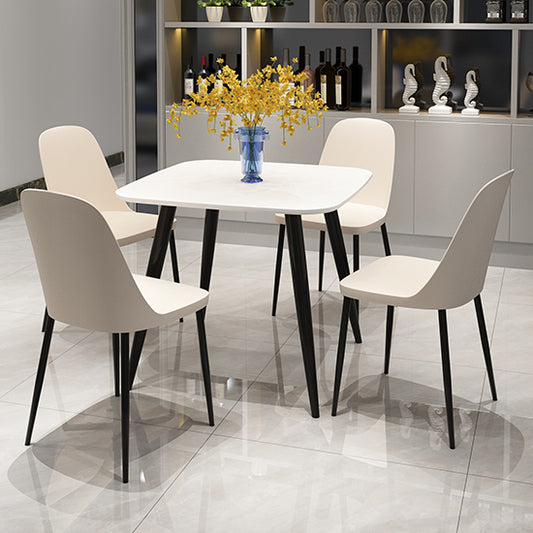 Craven Square White Dining Table With 4 Berlin Duo Calico Chairs