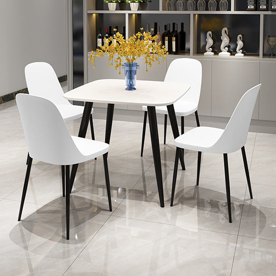 Craven Square White Dining Table With 4 Berlin Duo White Chairs
