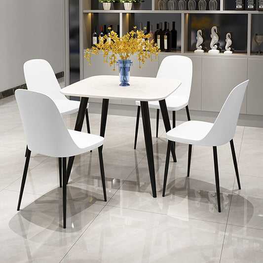 Craven Square White Dining Table With 4 Berlin Duo White Chairs