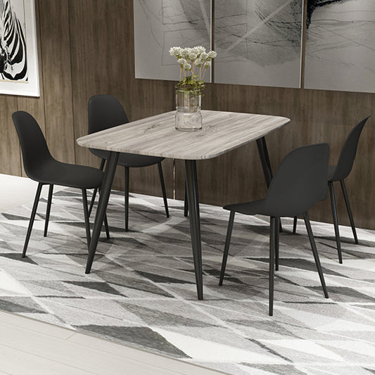 Craven Rectangular Grey Oak Effect Dining Table With 4 Berlin Curve Black Chairs