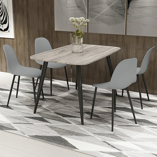 Craven Rectangular Grey Oak Effect Dining Table With 4 Berlin Curve Light Grey Chairs