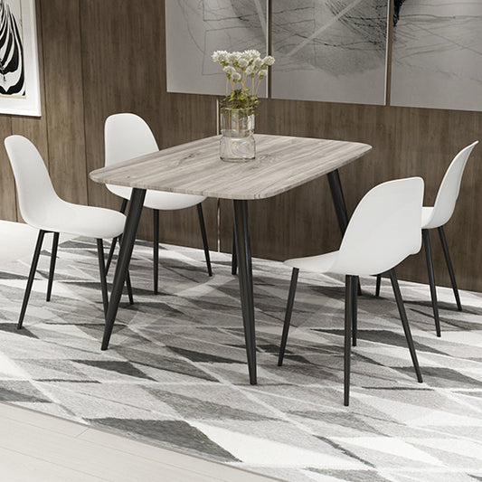 Craven Rectangular Grey Oak Effect Dining Table With 4 Berlin Curve White Chairs