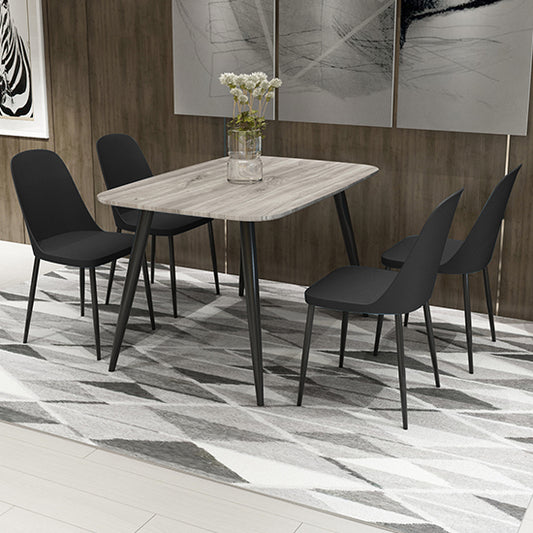 Craven Rectangular Grey Oak Effect Dining Table With 4 Berlin Duo Black Chairs