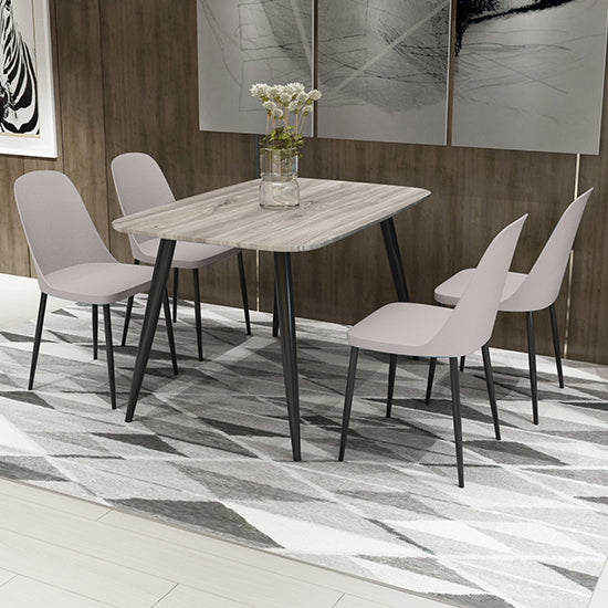 Craven Rectangular Grey Oak Effect Dining Table With 4 Berlin Duo Calico Chairs