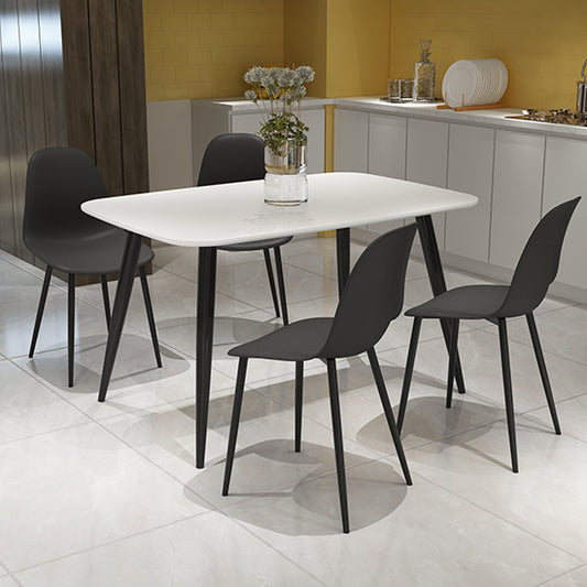 Craven Rectangular White Dining Table With 4 Berlin Curve Black Chairs