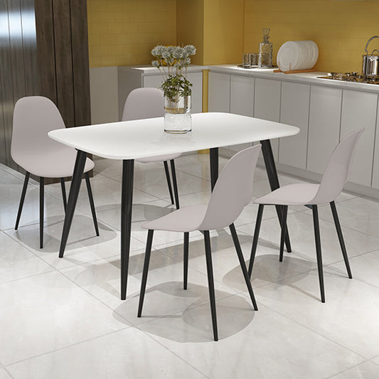 Craven Rectangular White Dining Table With 4 Berlin Curve Calico Chairs