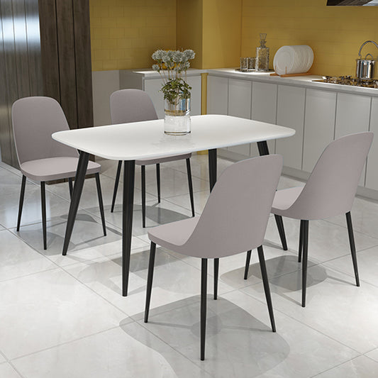 Craven Rectangular White Dining Table With 4 Berlin Duo Calico Chairs