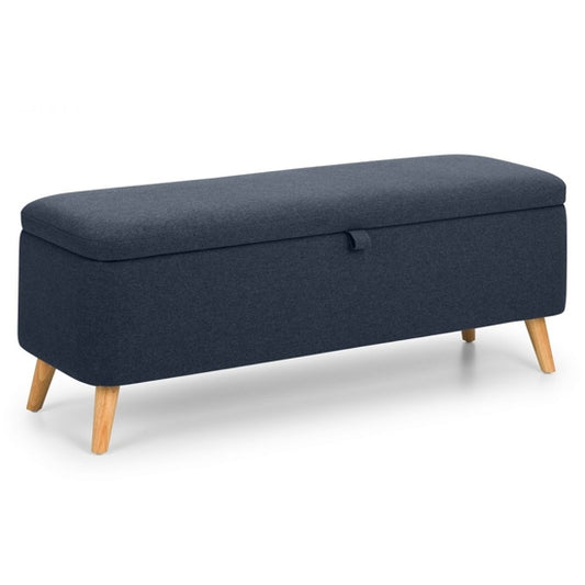 Astrid Linen Fabric Storage Blanket Box In Blue