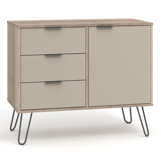 Augusta Small Wooden 1 Door And 3 Drawers Sideboard In Driftwood