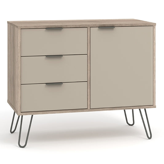 Augusta Small Wooden 1 Door And 3 Drawers Sideboard In Driftwood