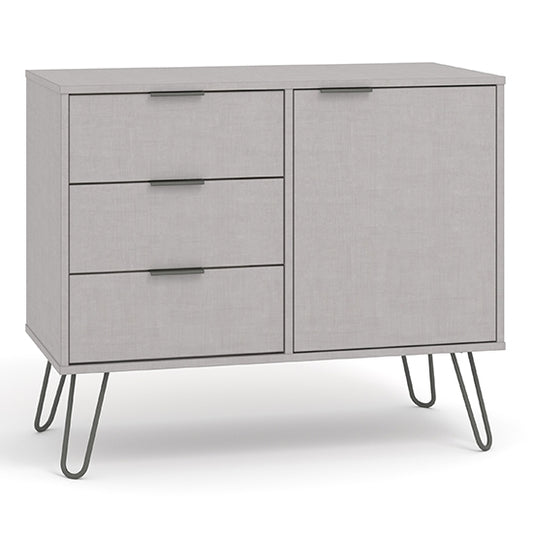 Augusta Small Wooden 1 Door And 3 Drawers Sideboard In Grey