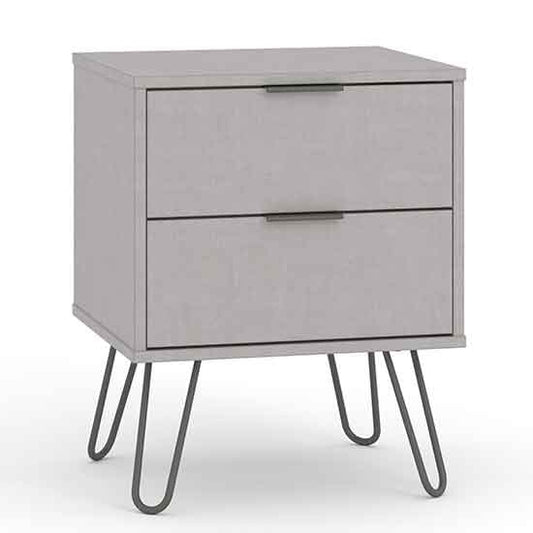 Augusta Wooden 2 Drawers Bedside Cabinet In Grey