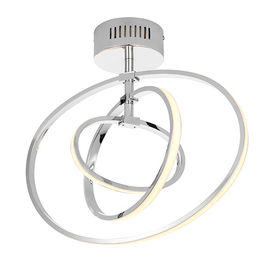 Avali 3 Lights Semi Flush Ceiling Light In Chrome And White Diffuser
