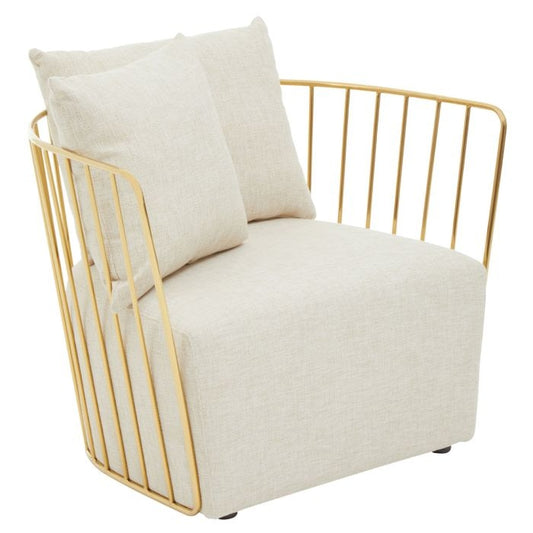Azalea Natural Fabric Upholstered Armchair With Two Pillows