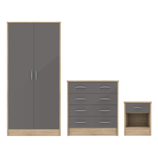 Bardalona Wooden Trio  Set On Oak Effect And Grey