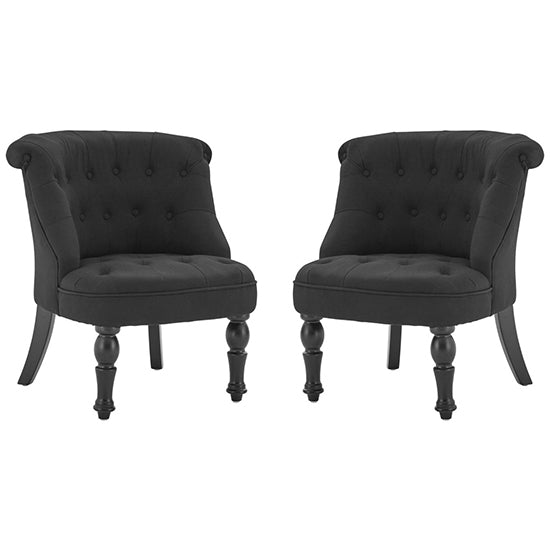Belgravia Black Cotton Fabric Armchair In Pair