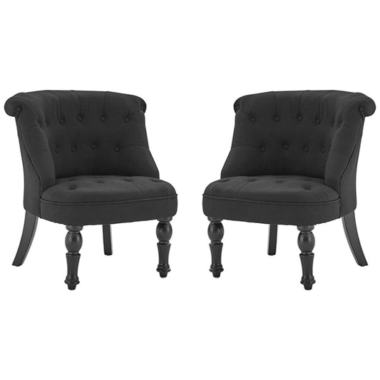 Belgravia Black Cotton Fabric Armchair In Pair