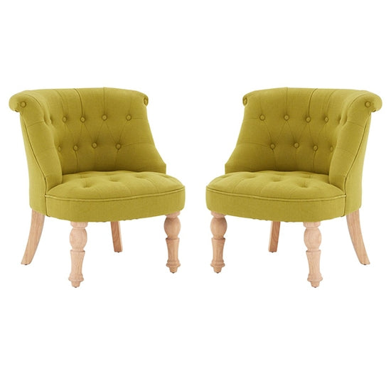 Belgravia Green Cotton Fabric Armchair In Pair
