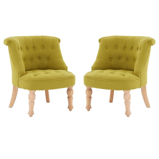 Belgravia Green Cotton Fabric Armchair In Pair