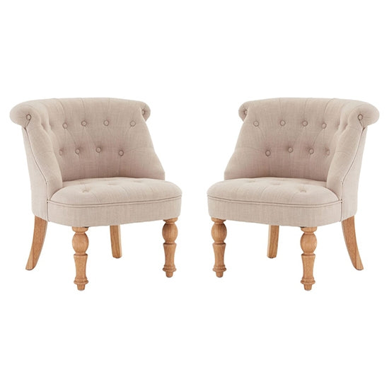 Belgravia Natural Cotton Fabric Armchair In Pair
