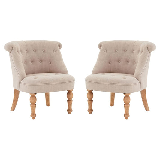 Belgravia Natural Cotton Fabric Armchair In Pair