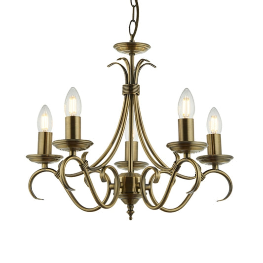 Bernice 5 Lights Ceiling Pendant Light In Antique Brass Effect