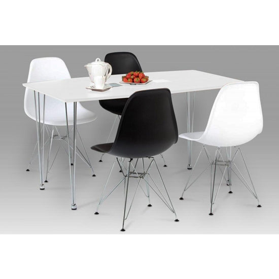 Bianca Wooden Dining Set In White High Gloss With 4 Chairs