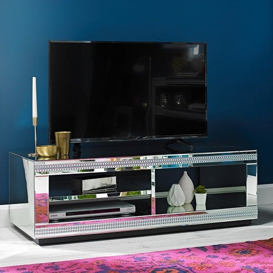 Biarritz Mirrored TV Unit With Shelves