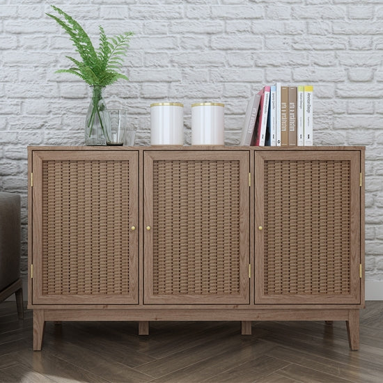 Bordeaux Large Wooden 3 Doors Sideboard In Oak