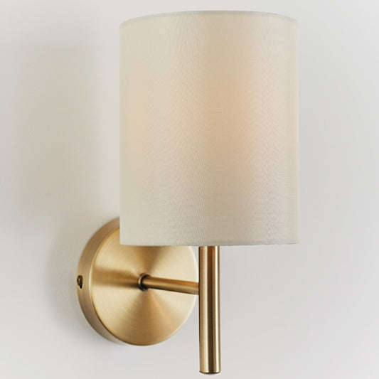Brio Cream Fabric Wall Light In Antique Brass